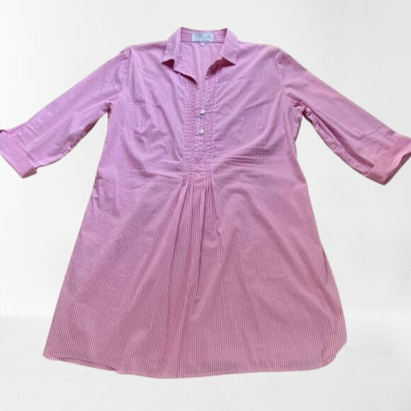 Lightweight Narrow Striped Tunic Blouse in Preppy Pink Size: L - Picture 6 of 8